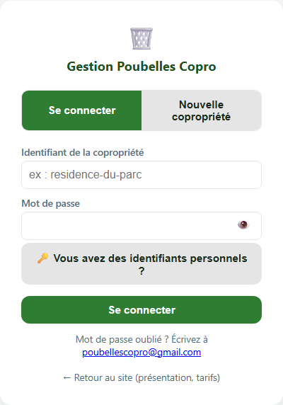 Écran de connexion